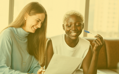 Two women talking and laughing 