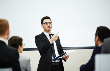 lecturer giving presentation